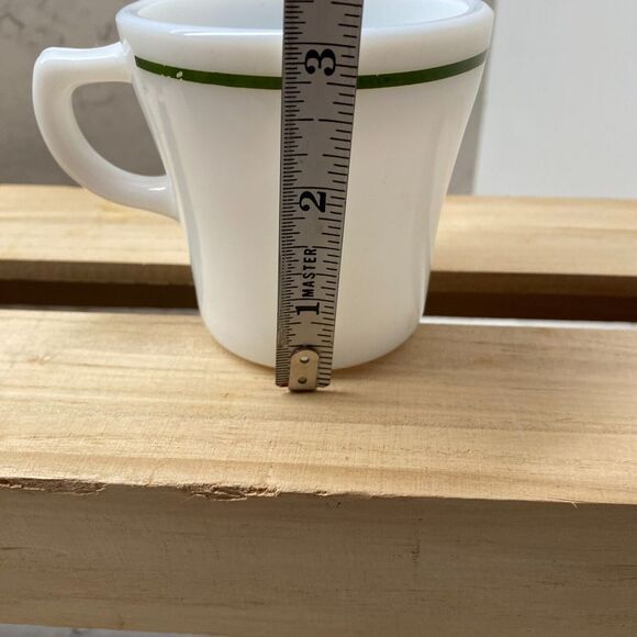 Anchor Hocking White Green Trim Milk Glass Oven-Proof Coffee Mug Restaurant Ware - Picture 7 of 7